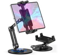 Homiflex Soporte Tablet Mesa de Aluminio, Soporte iPad Mesa Giratorio 360° & Ajustable, Compatible con iPad Pro, Air, Mini, Galaxy, Tabletas y Smartphones de 4.7" a 13.5"
