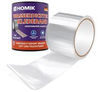HOMIK Cinta Adhesiva Impermeable Transparente Extremadamente Fuerte Para Exterior e Interior, 10cm x 5m, Resistente a los Rayos UV, Cinta Adhesiva Autoadhesiva