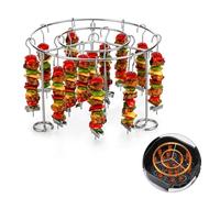 Homikit Airfryer Accesorios, 15,6 cm Redondo Acero Inoxidable Freidora de Aire Caliente, Accesorios Parrilla con 28 Pinchos para Barbacoa, Soporte Extraíble para Brochetas para Horno Airfryer, Cocción