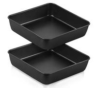 Homikit Bandeja cuadrada de acero inoxidable de 21 cm, forma cuadrada para tartas, juego de 2 unidades, antiadherente, para lasaña/pasteles/tostadas, No apta para Airfryer