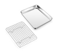 Homikit Bandeja de Horno con Rejilla 2 Piezas (1 Bandeja + 1 Rejilla), Bandeja de Horno de Acero Inoxidable con Rejilla para Hornear Asar a la Parrilla, Apto para lavavajillas, No tóxico