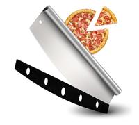 Homikit cortador de pizza, cuchillo pesador de acero inoxidable con hoja de 35cm para pizza, gran cuchillo afilado cortador de pizza con protección de hoja, mango de filo enrollado