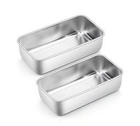 Homikit Juego de 2 moldes de acero inoxidable para pan/tartas/tostadas, forma rectangular, apto para lavavajillas, 23,5cmx12,6cmx6cm