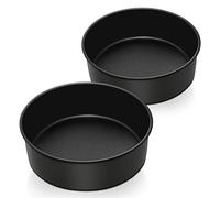 Homikit Juego de moldes para hornear de acero inoxidable de 20 cm, molde redondo para tartas de 7 cm de profundidad, con revestimiento antiadherente para hornear, saludable y no tóxico, fácil de