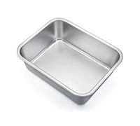 Homikit Molde para horno pequeño rectangular Tiramisu de acero inoxidable, 27 x 21 x 8 cm, perfecto para lasaña/brownie, resistente y apto para lavavajillas