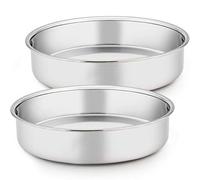 Homikit Molde redondo de acero inoxidable de 24 cm, juego de 2 unidades, saludable y no tóxico, pulido brillante, fácil de limpiar y apto para lavavajillas