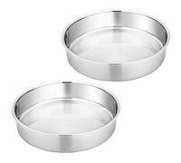 Homikit Molde redondo de acero inoxidable para tartas, 2 unidades, 20 cm, saludable y no tóxico, pulido brillante, fácil de limpiar y apto para lavavajillas