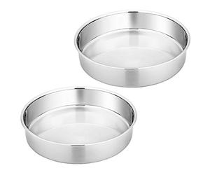 Homikit Molde redondo de acero inoxidable para tartas, 2 unidades, 20 cm, saludable y no tóxico, pulido brillante, fácil de limpiar y apto para lavavajillas
