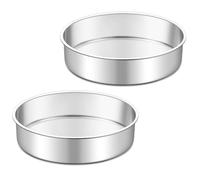 Homikit Molde redondo de acero inoxidable para tartas, 2 unidades, 23 cm, saludable y no tóxico, pulido brillante, fácil de limpiar y apto para lavavajillas