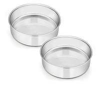 Homikit Molde redondo de acero inoxidable para tartas, juego de 2 unidades, 16 cm, saludable y no tóxico, pulido brillante, fácil de limpiar y apto para lavavajillas