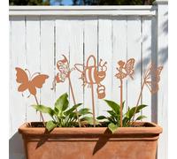 HOMIKLSA Decoraciones para jardín al Aire Libre, estacas Decorativas para jardín, Decoraciones navideñas para parterres, Postes para Mariposas y Abejas, Figuras de Metal para Exterior