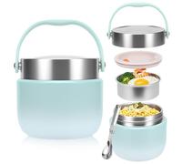 HOMIKLSA Fiambrera Térmica 1200ml con Cuchara, Recipiente Comida Caliente Hermético con Tapa, para Sopas/Purés (Adultos y Niños), Verde - Libre de BPA (Azul)