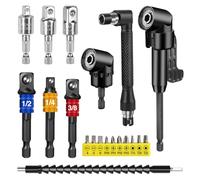 HOMIKLSA Juego de 20 piezas de accesorios de ángulo de 105° para destornillador, accesorio de ángulo con extensión, accesorios para destornillador inalámbrico, eje flexible para taladro angular