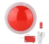 Hominas Botón de lámpara de luz LED de 100 mm Botones Redondos Grandes para Videojuegos Botones pulsadores de Cristal acrílico Corte de Casete 3D Efecto de Sonido para máquinas con (Roja)