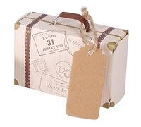 Hominas Cajas De Regalo Carton, 50 Piezas Mini Cajas Maleta Pequeña Regalos Boda con Etiquetas Y Cordel para Invitados Dulces Viajes Fiesta