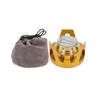 Hominas Estufa de Alcohol Cobre Mini Quemador de Alcohol Portátil Ultraligera Hornillo de Alcohols de Latón y Doporte de Aluminio para Camping, Senderismo, Corte de Energía (Oro)