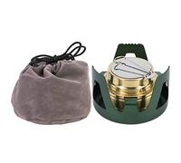 Hominas Estufa de Alcohol Cobre Mini Quemador de Alcohol Portátil Ultraligera Hornillo de Alcohols de Latón y Doporte de Aluminio para Camping, Senderismo, Corte de Energía (Verde)