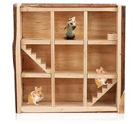 Hominas Laberinto de Madera Natural para hámster, Parque Infantil, casa de Laberinto para Animales pequeños, escondites, casa para Ratones, jerbos, túnel, Laberinto de exploración,