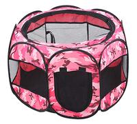 Hominas Parque de Juegos Plegable portátil para Mascotas, de Malla, al Aire Libre, Tipo Tienda de campaña para Perros y Gatos, para Uso Interior y Exterior, diseño de Camuflaje Ros (Camuflaje de