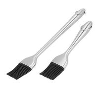 Hominas Pinceles Cocina Silicona, 2 Pcs Pincel Cepillo de Aceite Pequeño de Pastelaria con Asas de Acero Inoxidable para Barbacoa Salsa Parrilla, 20 cm y 30 cm