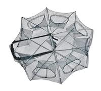 Hominas Red DE Pesca Verde Plegable PORTÁTIL para Peces DE Cangrejo, CAMARÓN, Trampa para CANGREJOS, Jaula DE INMERSIÓN FUNDIDA (8 Hoyos)