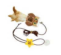 Hominas String Cat Toy Hanging Door Feather Toy Elastic Retractable Cat Attractive Teaser Toy with Catmint Ball Soft Safe Material Adjustable Hook for Indoor Play Exercise (Búho)