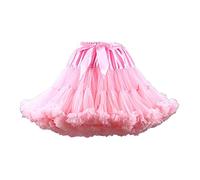 Homipooty Falda de tul con cintura elástica para mujer, tutú para fiesta, multicapa, falda de cosplay, longitud 40 cm, cintura 56-100 cm, rosa, 56-100cm