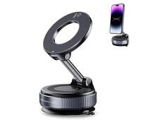Homirty Soporte Magnético Movil Coche, Porta Movil Coche Giratorio 360°,Imán Potente, Soporte Telefono Plegable con Ventosa, Mini Soporte con Anillo Magnético para Smartphones