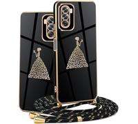 HomiTunky Chica Mariposa Funda de movil con Cuerda para Colgar Honor 600 Pro,Carcasa TPU Suave Silicona Case con Correa Colgante Ajustable Cuerda Correa de Cuello Cadena Cordón