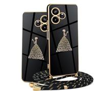 HomiTunky Chica Mariposa Funda de movil con Cuerda para Colgar Realme GT 6/ Realme GT 6T,Carcasa TPU Suave Silicona Case con Correa Colgante Ajustable Cuerda Correa de Cuello Cadena Cordón
