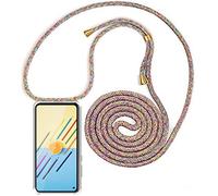 HomiTunky Funda de movil con Cuerda para Colgar ASUS Zenfone 12 Ultra, Carcasa Transparente TPU Suave Silicona Case con Correa Colgante Ajustable Cuerda Correa de Cuello Cadena Cordón, Arcoíris