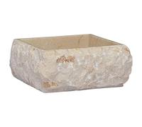 HOMIUSE 30x30x13 cm Pila Lavadero Lavabo Sobre Encimera con Desagüe Crema Diseño Moderno Cuadrado Lavabo Baño Lavabo Colgante Lavabo de Mármol Lavamanos Baño Lavabo Suspendido Lavabo Piedra