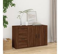 homiuse Aparador de Madera Contrachapada Marrón Roble 100x33x59,5 cm Armario Lateral Amplio Espacio de Almacenamiento Estantería Salón Guardar Revistas Libros Dispositivos Multimedia