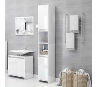 Homiuse Armario de Baño Multiusos de Madera Contrachapada - Blanco Brillo 30x30x183,5 cm - Mueble Auxiliar Escobero Elegante