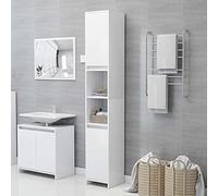 Homiuse Armario de Baño Multiusos - Mueble Auxiliar Blanco 30x30x183,5 cm - Madera Contrachapada - Diseño Elegante - Escobero