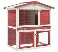 HOMIUSE Establo para conejos de invierno para exteriores, 94 x 60 x 98 cm, para animales pequeños, rojo y blanco