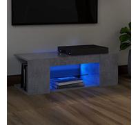 homiuse Mueble de TV con Luces LED Gris hormigón Mueble Salon Moderno Mueble para TV con Luces Led Mesa TV con Led Muebles De Salon Muebles De Sala Mueble TV Salon Mesa Television 90x39x30 cm