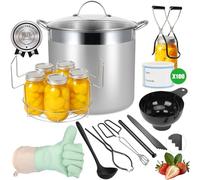 HOMKULA Olla de Conservas de Acero Inoxidable con Rejilla y Tapa, Gran Olla de Baño María, Kit Completo de Conservación para el Hogar (Negro, 19L)