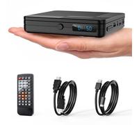 Homlab Mini reproductor de DVD con control remoto, reproductor de CD y DVD compacto 1080P HD para Smart TV y proyector, cuenta con salida HDMI, conector para auriculares, entrada USB 2.0, soporte PAL