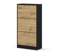 Homlando Armario zapatero IGA negro roble artesano estrecho 60 x 116 x 28 cm pasillo entrada pasillo zapatero zapatero ahorro de espacio almacenamiento de zapatos para pasillos estrechos placa