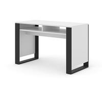 Homlando Escritorio, mesa de oficina, oficina doméstica, mesa de ordenador portátil, mesa de trabajo en casa, escritorio con dos estantes, Mondi 120 x 55 x 75 cm, blanco mate/negro mate