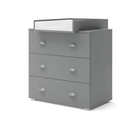 Homlando Mia - Cómoda cambiador para bebé, 72 x 80 x 90 cm, cajonera con cambiador, muebles para habitación infantil, mucho espacio de almacenamiento, basalto