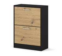 Homlando Zapatero IGA negro roble artesano estrecho 60 x 81 x 28 cm pasillo entrada pasillo zapatero zapatero ahorro de espacio almacenamiento almacenamiento cerrado placa laminada 16 mm