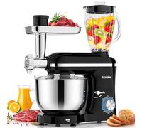 Homlee 3 In 1 Robot De Cocina con Picadora De Carne y Batidora,2000W Amasadora Multifunción, 5.5L Cuenco De Acero Inoxidable,1.5L Exprimidor De zumo, 6 Niveles De Velocidad