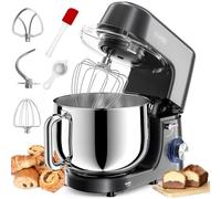 Homlee Batidora Amasadora 2000W Bajo Ruido Amasadora de Pan,con Bol de Acero inoxidable de 7.2 L,Amasador,Batidor,Varillas y Protección Para Salpicaduras 6 Velocidades Repostería Profesional