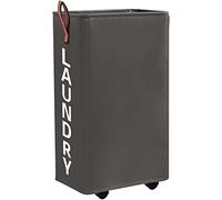 Homlikelan Cesta de lavandería plegable grande y estrecha, para colada independiente, delgada, rectangular con asas, cesto para ropa sucia, para esquina (gris, 65 L)