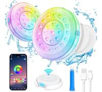 Homly Luces sumergibles recargables para piscina con control de aplicación inalámbrica, luces LED inteligentes submarinas impermeables controladas múltiples modos de iluminación, imanes de 4000 mAh