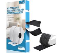 HOMMAND Auto Adhesivo Cinta Rollo Hook y Loop Tape, Belcro Adhesivo Doble Cara Fuerte, Gancho y Cinta de Lazo con Base Posterior de Pegamento Superadhesivo para Proyectos de Bricolaje, 30mm × 5m