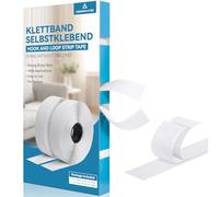 HOMMAND Auto Adhesivo Cinta Rollo Hook y Loop Tape, Belcro Adhesivo Doble Cara Fuerte, Gancho y Cinta de Lazo con Base Posterior de Pegamento Superadhesivo para Proyectos de Bricolaje, 20mm × 5m