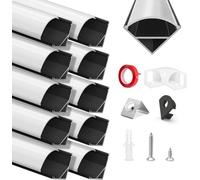 HOMMAND Perfil Aluminio Tira LED, 10 Pack 1m Perfil de Aluminio para LED Forma de V, Canal de aluminio LED y Difusor LED, con Conector de Esquina, Adhesivo, Tapas finales, Clips de Montaje